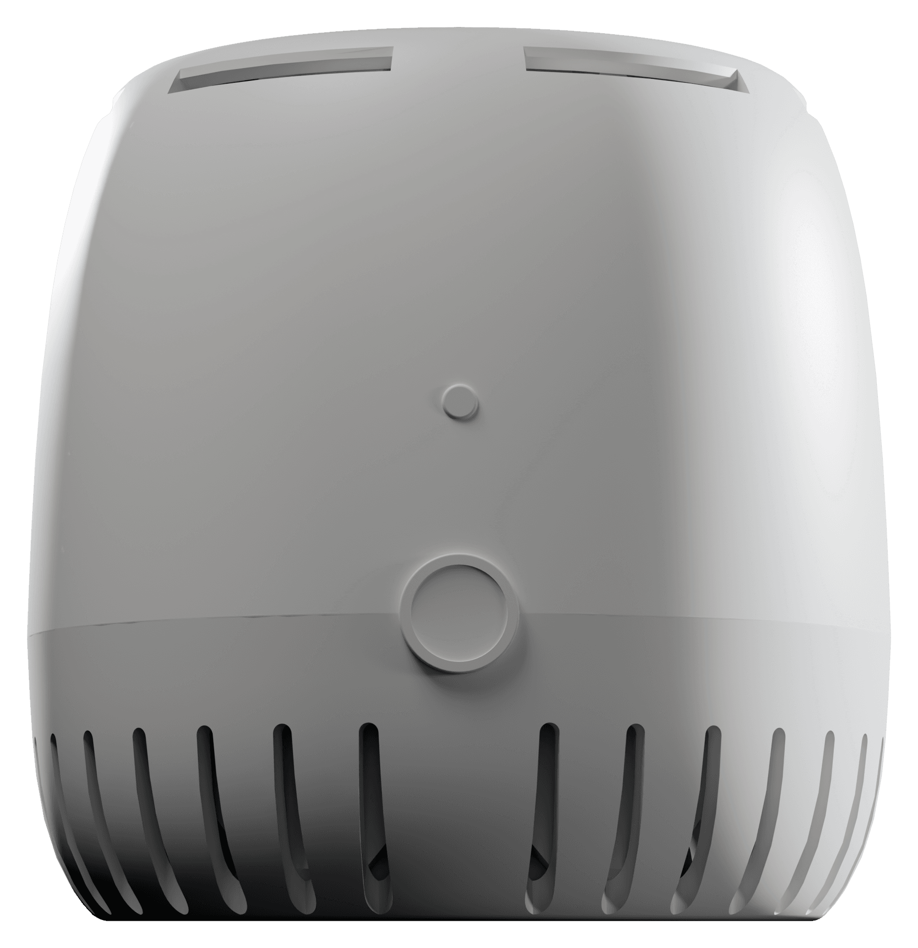 GS-01, the Grow Sensor: a matte white instrument with a vented base and a single button, photographed head-on