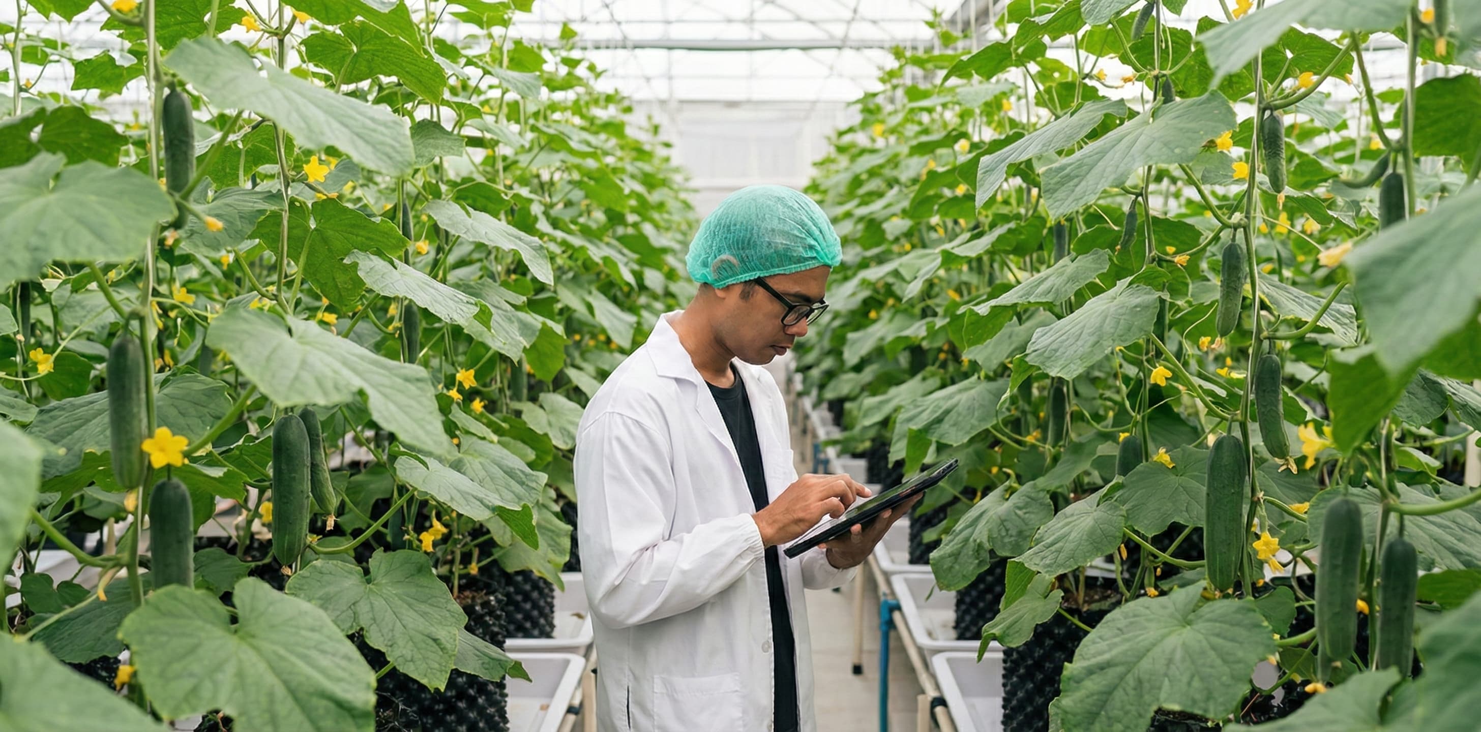Researcher checking and controlling the indoor environment using an app on an ipad