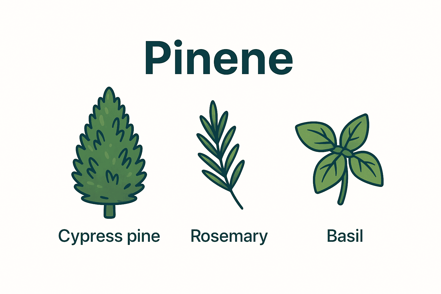 Pinene terpene aromatics illustration
