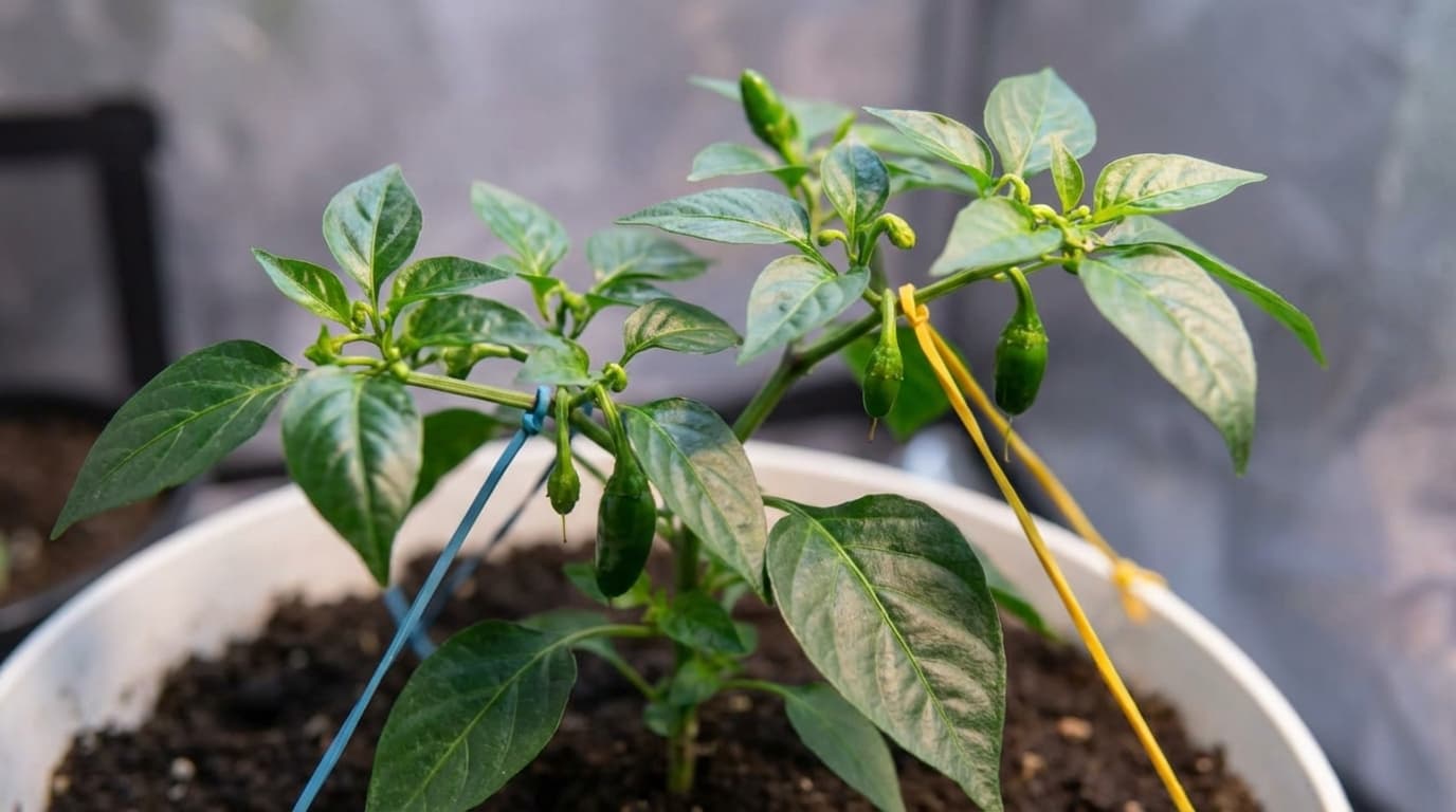Chilli pepper undergoing low stress training