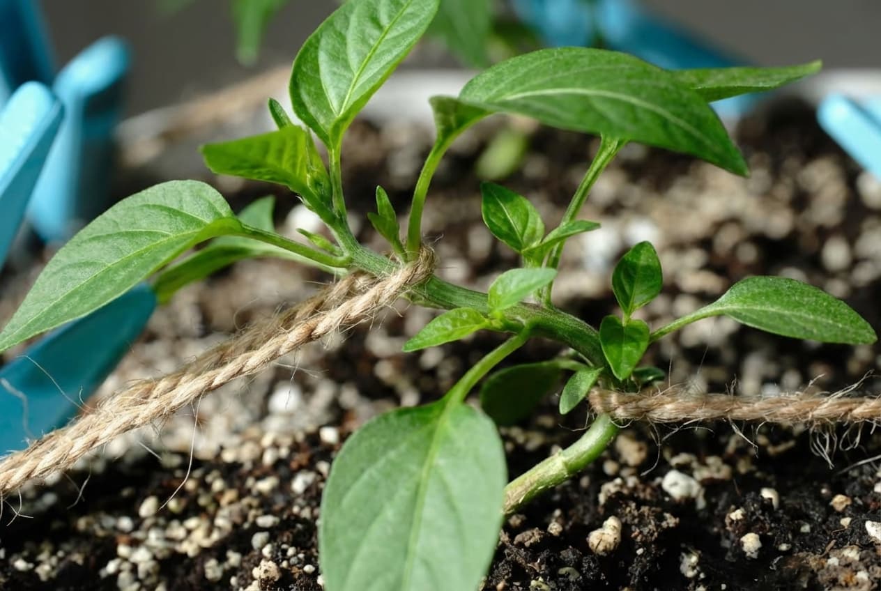 A very small chilli plan that has undergone low stress training.