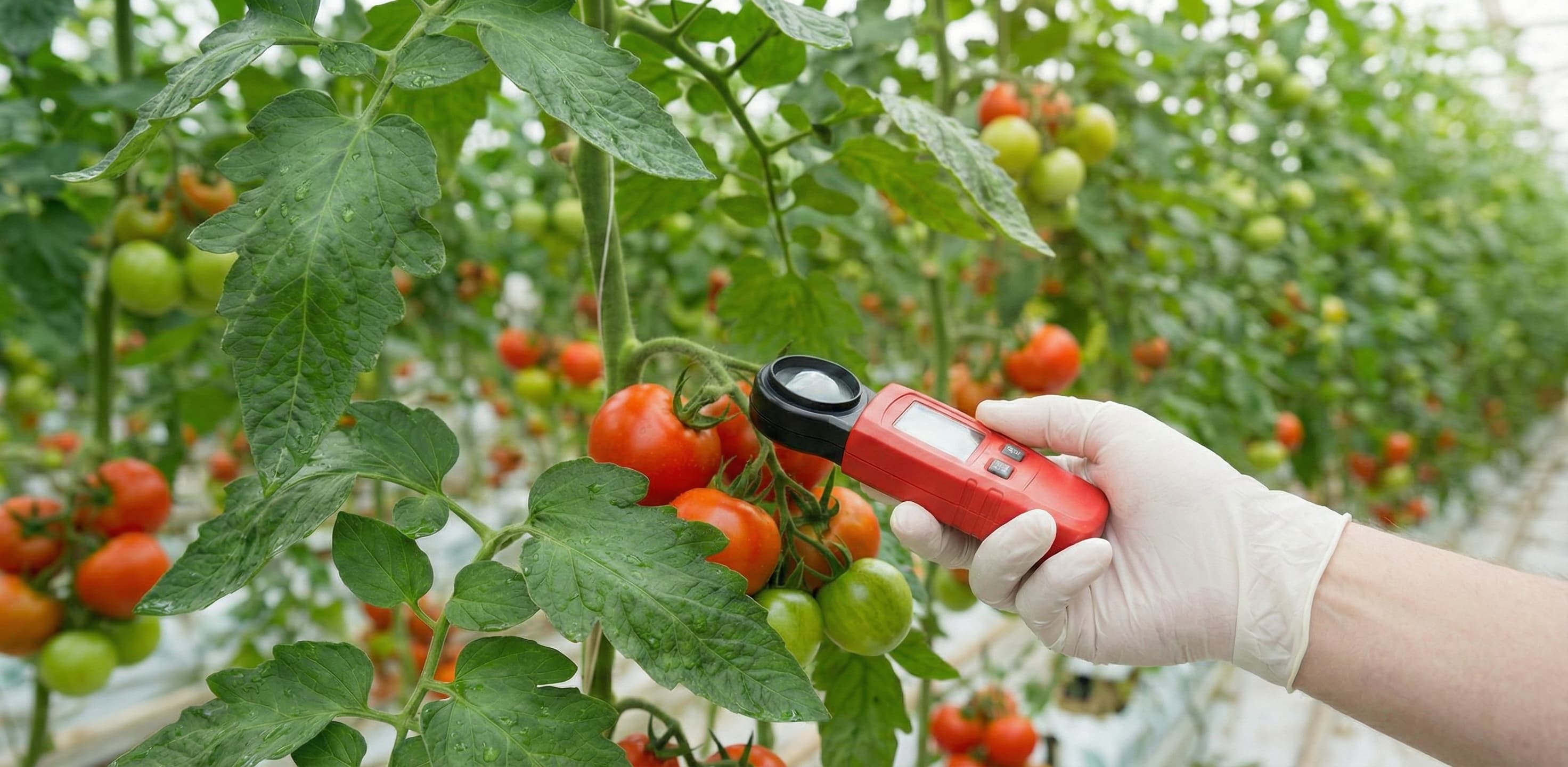 A grower using a PPFD meter to optimise their grow room lights.